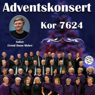 Billettsalg på nett til adventskonsert med kor 7624. Det skjer på Alstadhaug og Ekne.