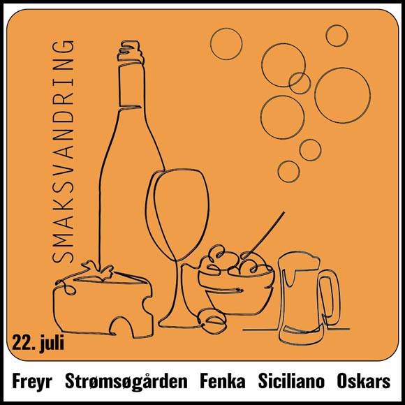Billettsalg på nett til Smaksvandring på Freyr, Størmsøgården, Fenka, Siciliano og Oskars. Kultar selger billetter. Det skjer i Levanger