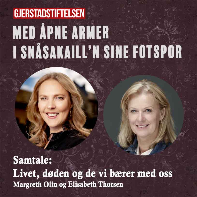 Billettsalg på nett til margreth-olin-elisabeth-thorsen-og-tor-singsas-med-apne-armer-i-snaasakailln-sine-fotspor-kultar-snasa-hotell. Det skjer på Snåsa.