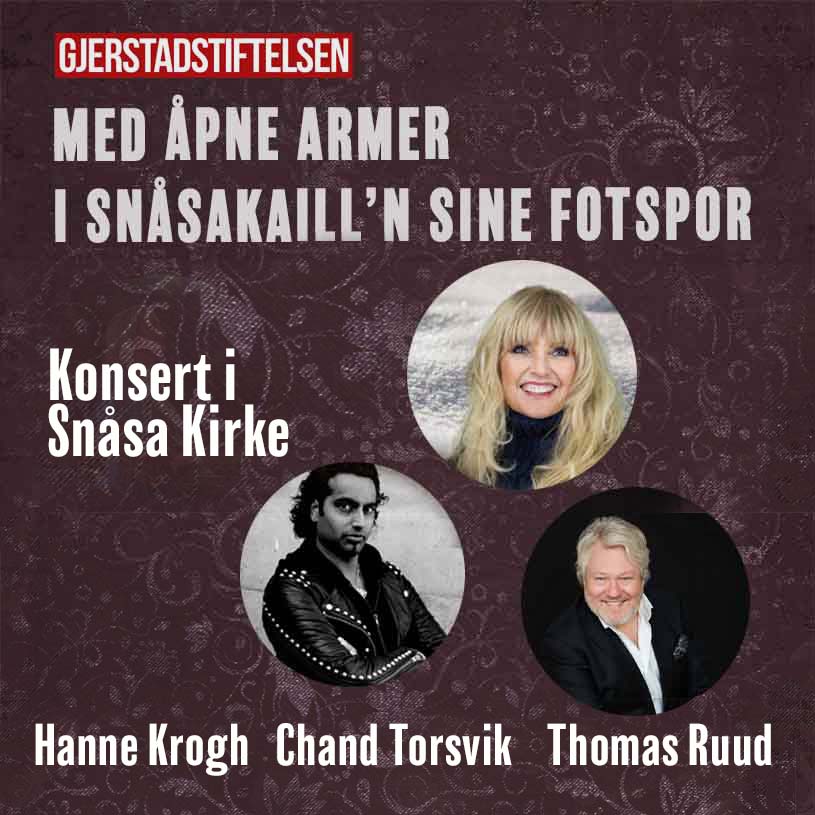 Billettsalg på nett av Kultar til konsertmesse i Snåsa Kirke med Hanne Krogh, Chand og Thomas Ruud arrangert av Gjerstadstiftelsen. Det skjer på Snåsa