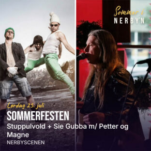 Billettsalg på nett av Kultar.no til Sommerfesten med Stuppulvold + Sie Gubba m/Petter og Magne som en del av Sommer i Nerbyn. Det skjer i Levanger