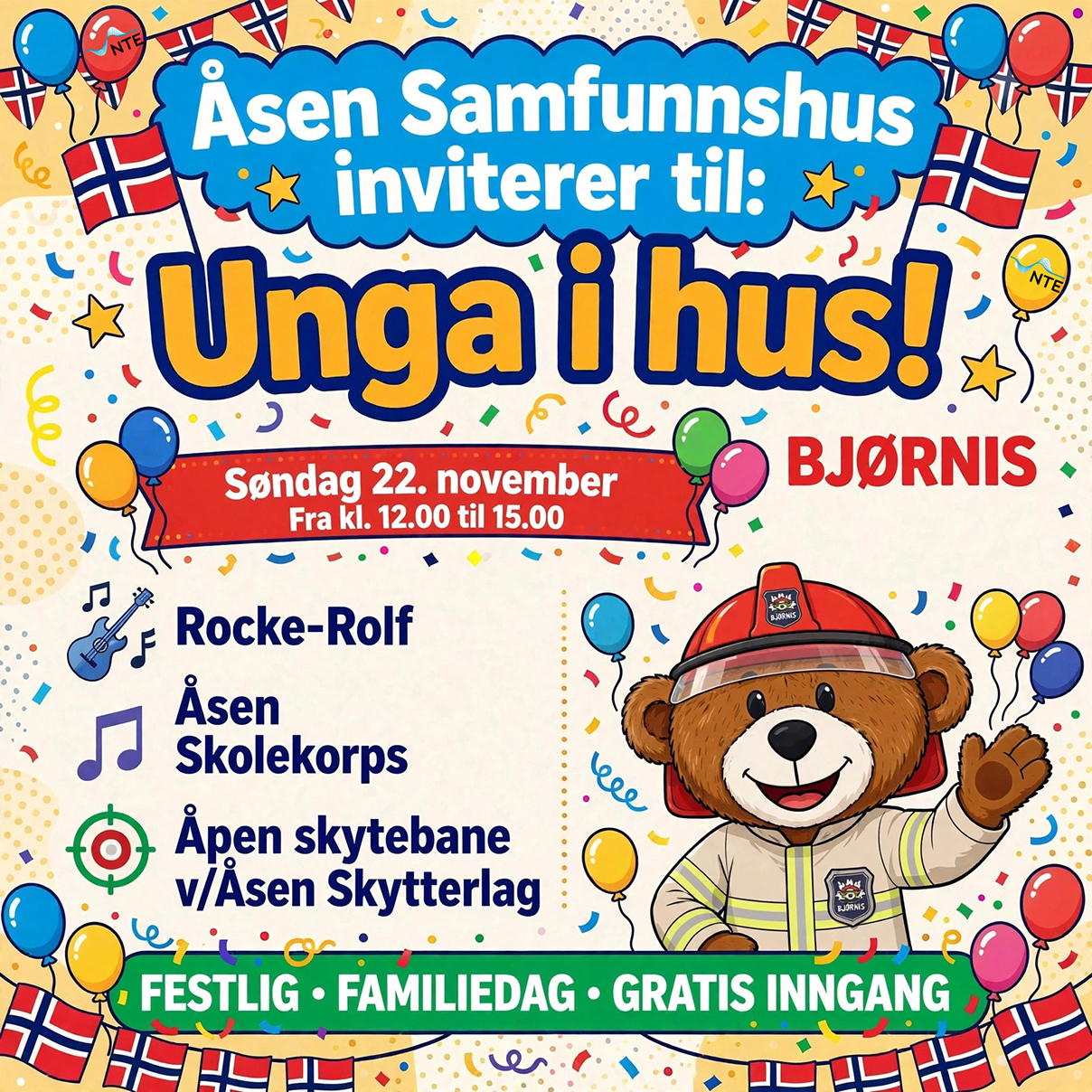 Billettsalg på nett av kultar.no til Unga i hus på Åsen. Det skjer i Levanger